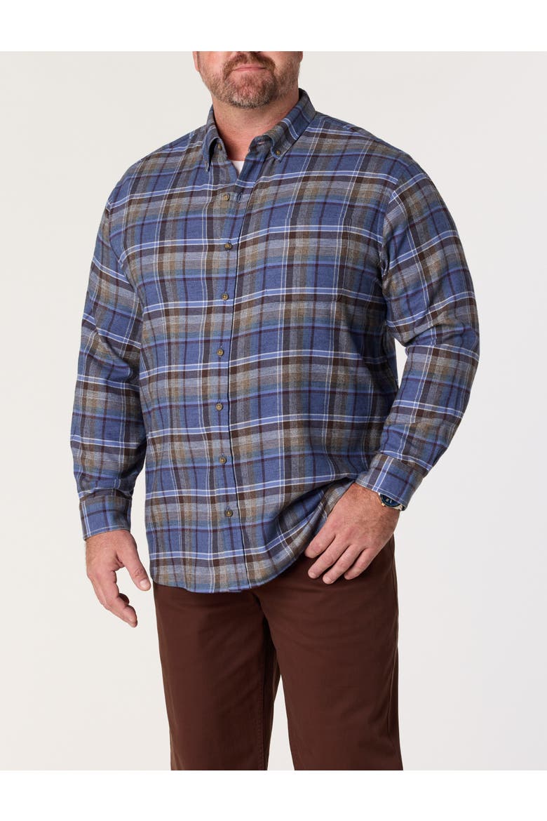 Big & Tall Large Plaid Flannel Sport Shirt V7, Alternate, color, BLUE PURPLE MULTI