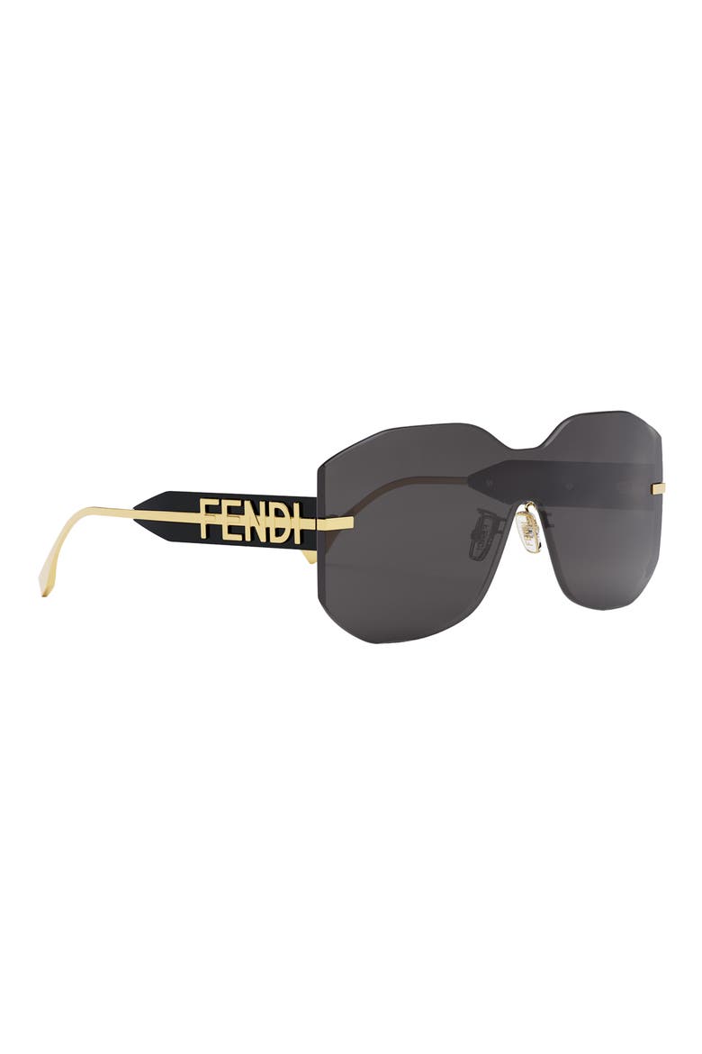 'Fendigraphy Geometric Sunglasses, Alternate, color, SHINY ENDURA GOLD / SMOKE