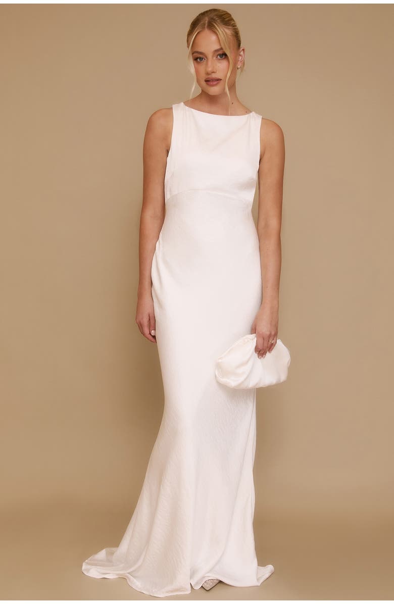 Six Stories Clarise Organza Open Back Maxi Dress, Main, color, 