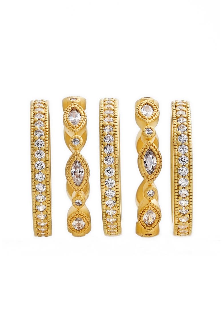 Stackable Eternity Band Rings, Alternate, color, GOLD/ CLEAR