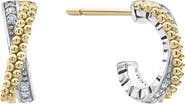 LAGOS Caviar Lux Diamond Crossover Hoop Earrings