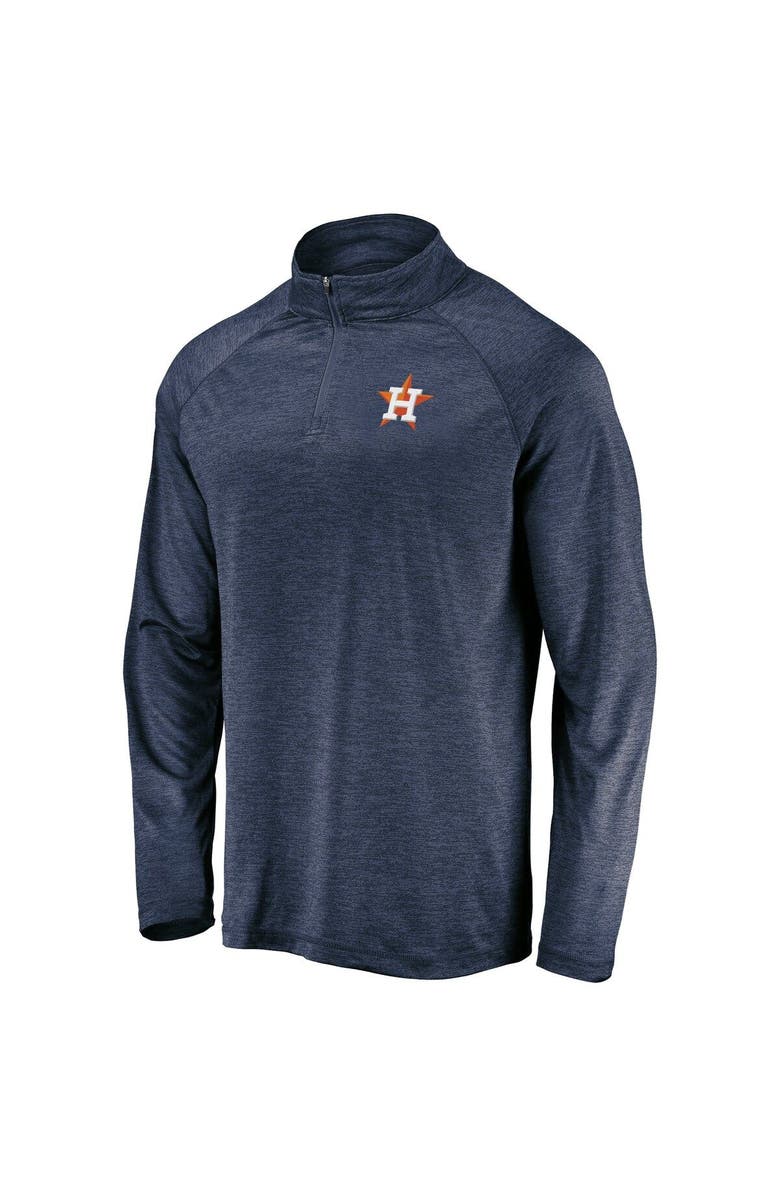 FANATICS Men's Fanatics Branded Navy Houston Astros Iconic Striated Primary Logo Raglan Quarter-Zip Pullover Jacket, Alternate, color, 