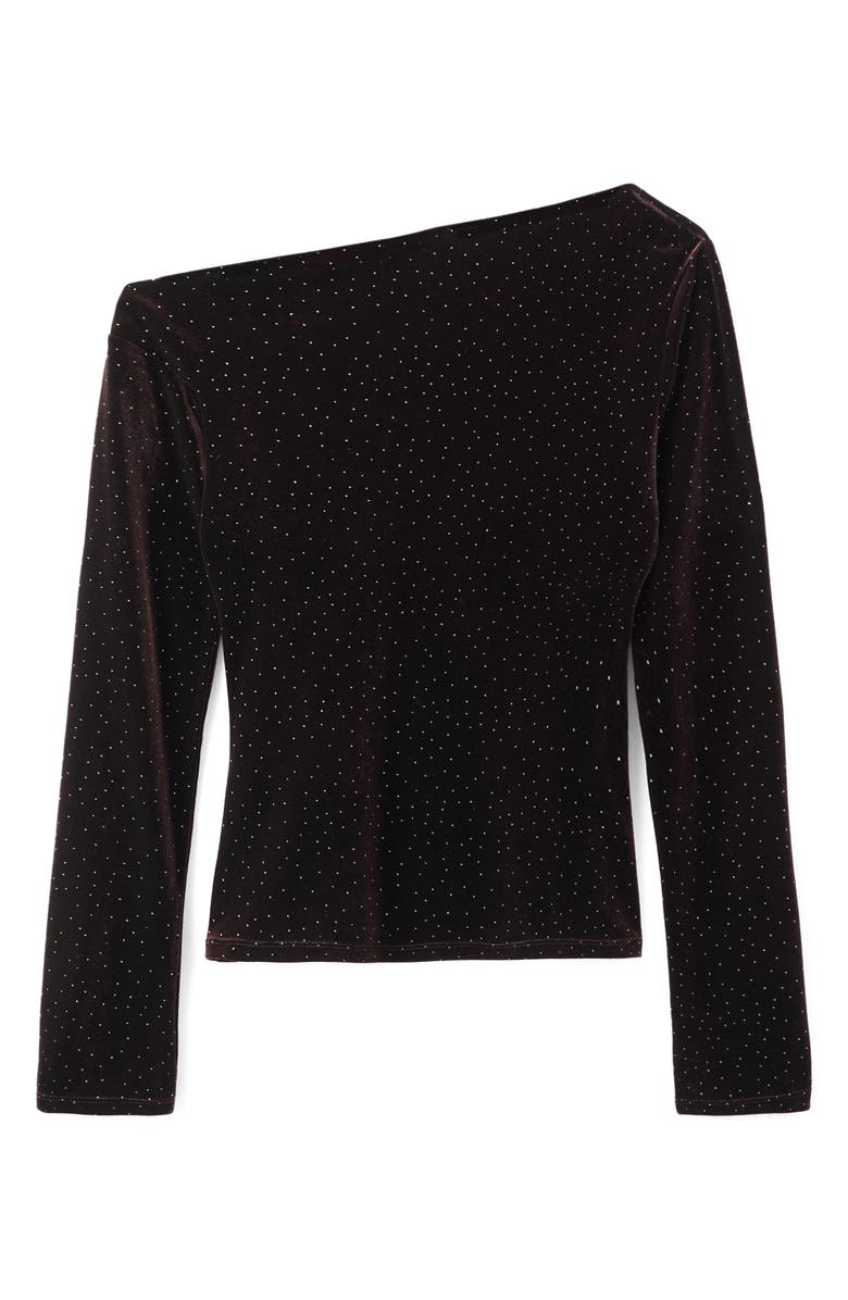 MANGO Asymmetric Off the Shoulder Velvet Top, Main, color, 