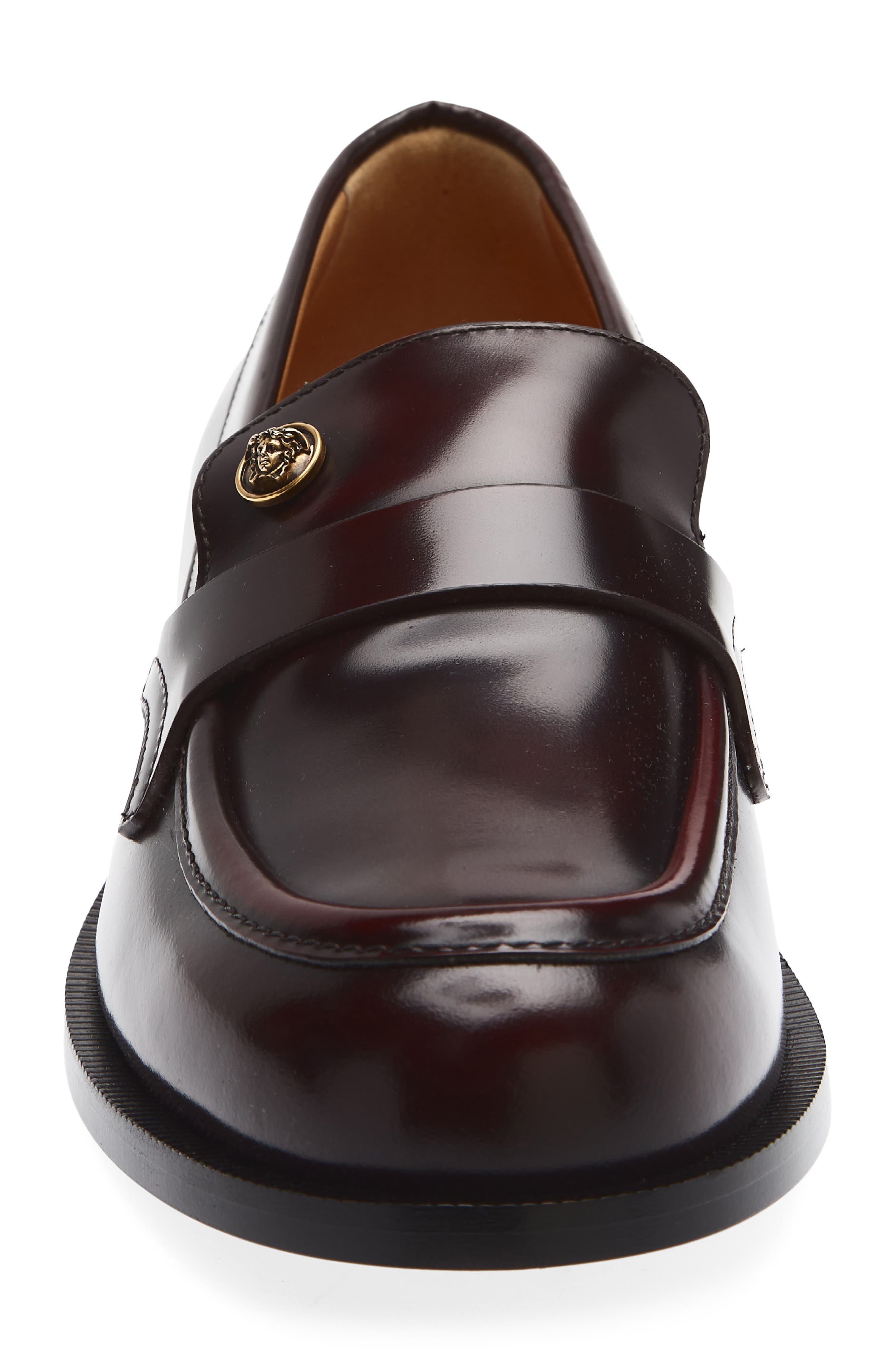Leather Penny Loafer, Alternate, color, DARK BURGUNDY-GOLD 82