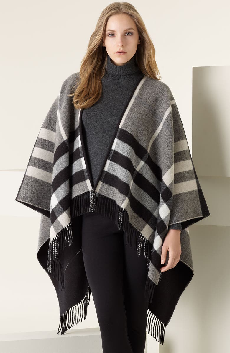 Burberry Mega Check Merino Wool & Cashmere Ruana, Main, color, 