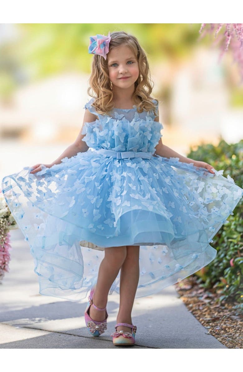 Mia Belle Girls Girls When Dreams Come True Blue Butterfly Dress, Alternate, color, Blue
