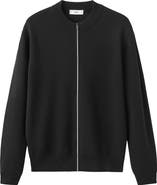 MANGO Comfort Stretch Crewneck Zip Cardigan