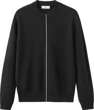 MANGO Comfort Stretch Crewneck Zip Cardigan