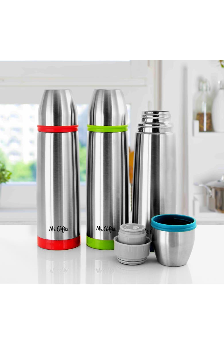 MR COFFEE Altona 3 Piece 27 Ounce Stainless Steel Thermal Travel Bottles, Alternate, color, Green