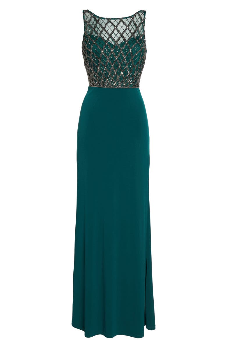 Adrianna Papell Beaded Bodice Column Gown, Alternate, color, 