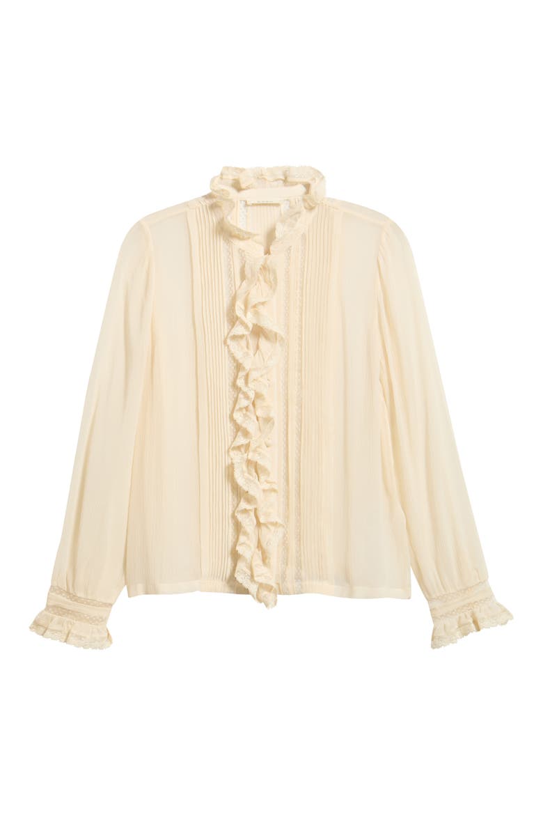 Magdeleine Pleated Silk Top, Alternate, color, CANDLELIGHT
