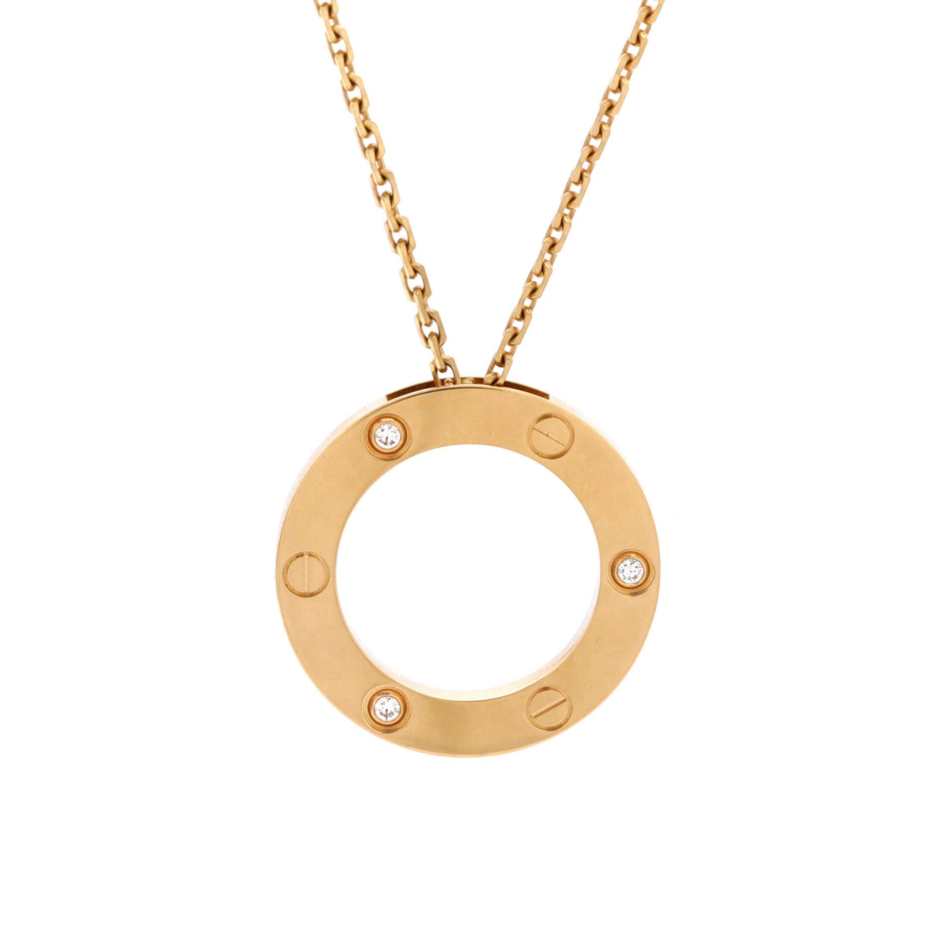 3 Diamonds Love Pendant Necklace 18K Yellow Gold and Diamonds, Alternate, color, Metallic Gold