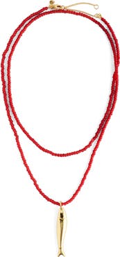 Madewell Fish Pendant Beaded Necklace