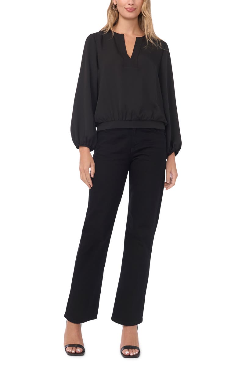 Vince Camuto Split Neck Top, Alternate, color, Rich Black
