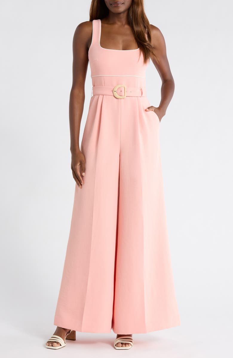 Reiss Dia Piping Detail Jumpsuit, Main, color, Pink