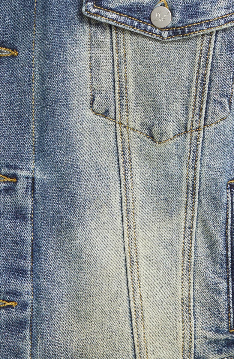 DIET STARTS MONDAY Logo Back Denim Trucker Jacket, Alternate, color,