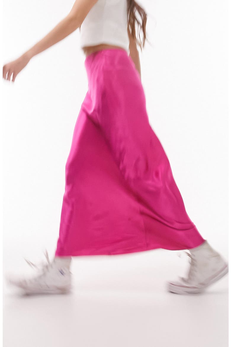 Bias Cut Satin Maxi Skirt, Alternate, color, PINK