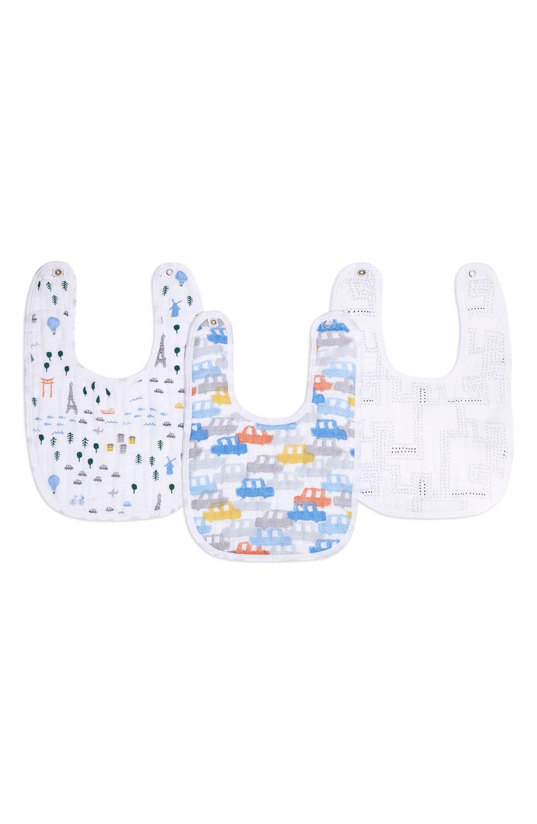 aden + anais ADEN AND ANAIS Cotton Muslin Snap Bibs - Pack of 3, Alternate, color, 