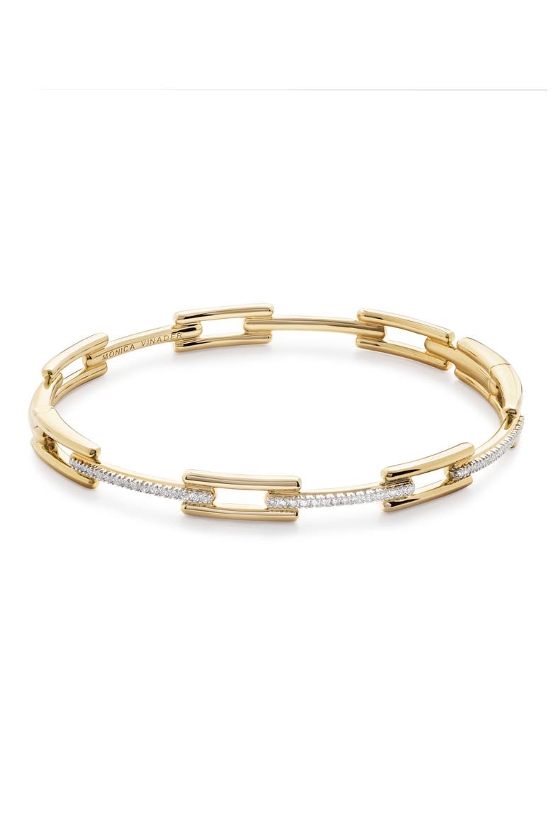 Lab Grown Diamond Signature Link Bangle, Main, color, 14KT SOLID GOLD / LAB DIA