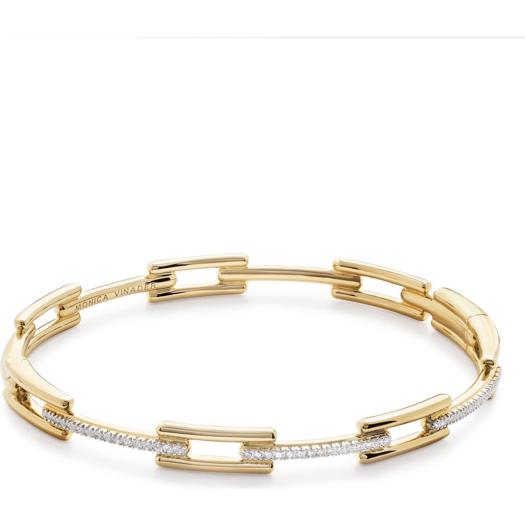 Monica Vinader 18ct Gold-plated Vermeil Silver Diamond Signature Link Skinny Bangle Bracelet In Gold