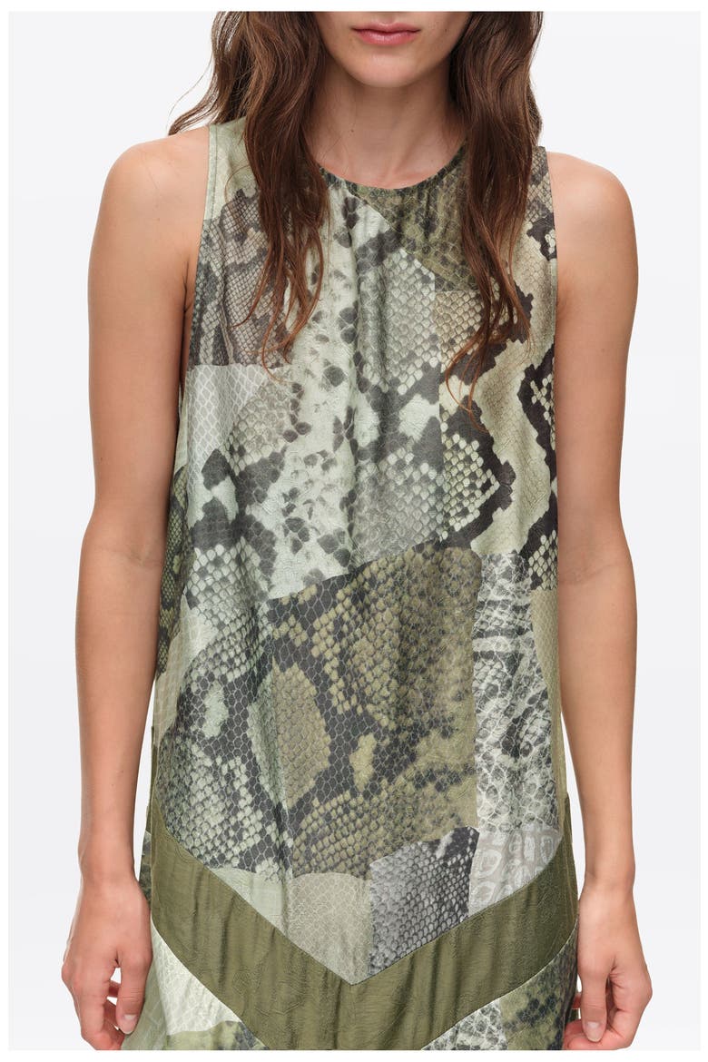 Snake Patchwork A-line Dress, Alternate, color, SNAKE PATCHWORK GREEN