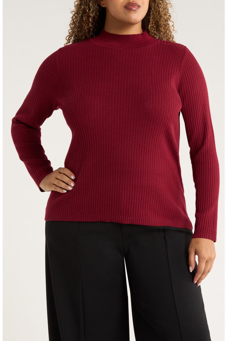 Sutton Mock Neck Long Sleeve Cotton Blend Sweater, Main, color, BORDEAUX