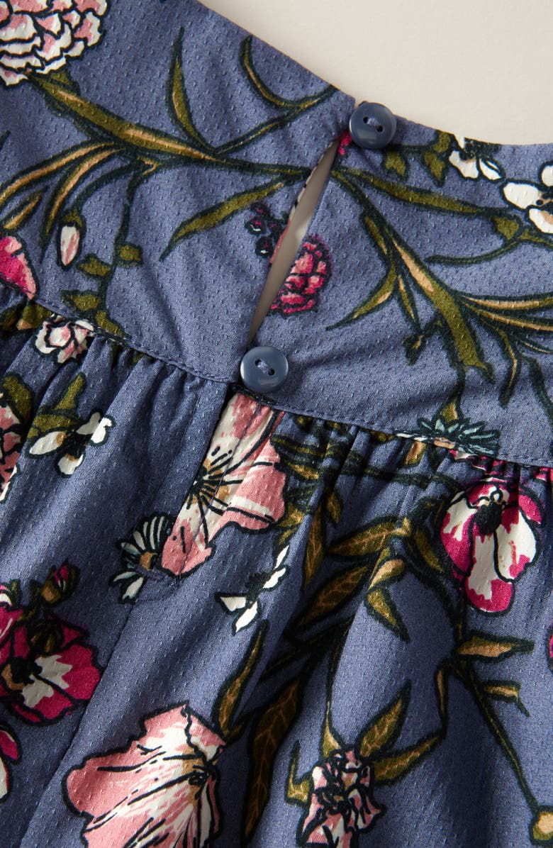 Nordstrom Kids' Ruffle Yoke Top, Alternate, color, Blue Vintage Butterfly Garden