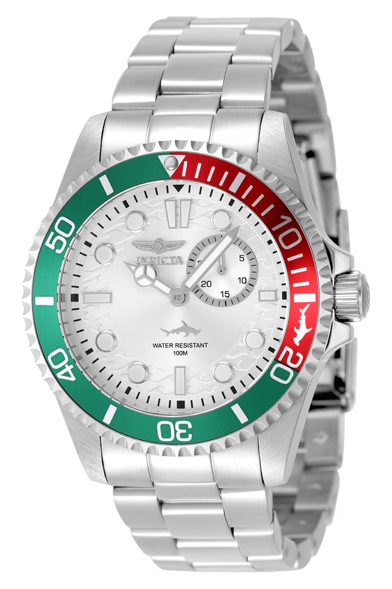 49274 Pro Diver Watch, Main, color, WHITE/ SILVER/ GREEN