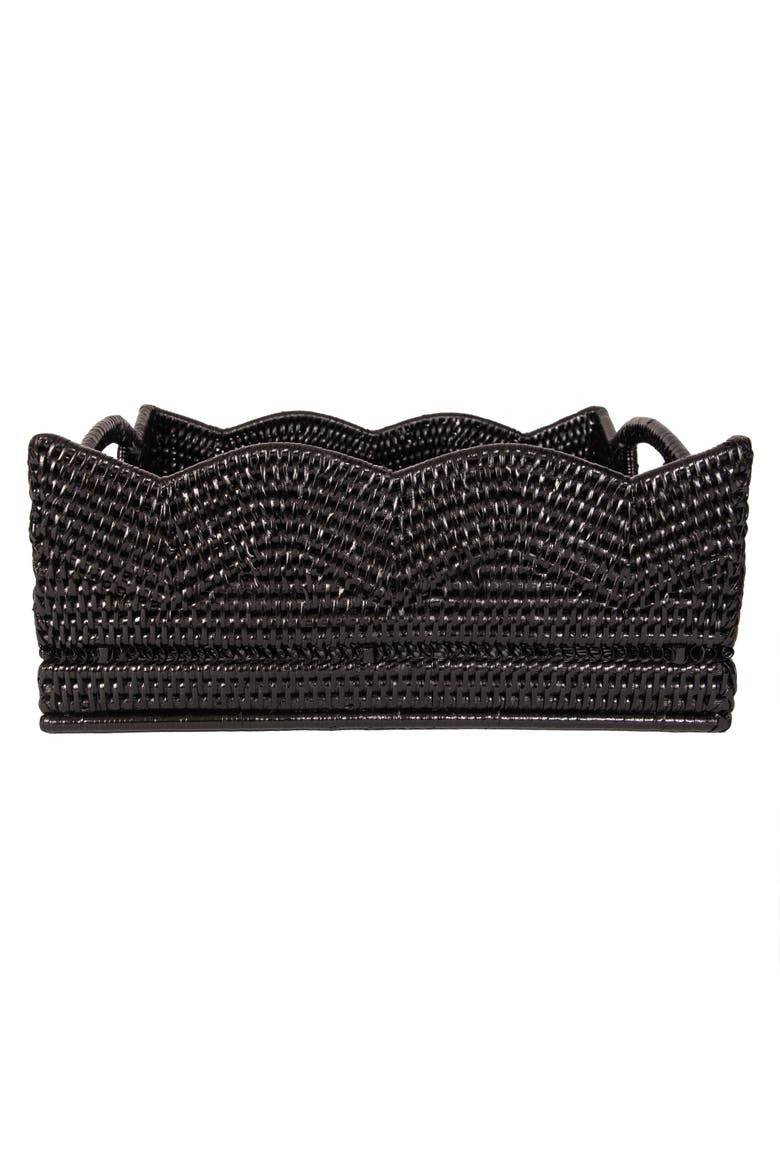 Artifacts Rattan Scallop Collection Shelf Basket, Alternate, color, Tudor Black
