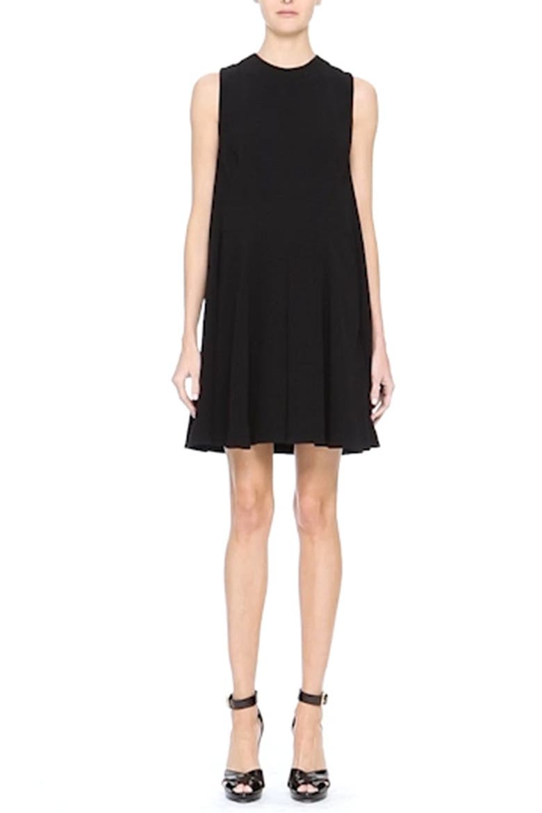 Alexander McQueen Flare Back Cady Dress, Alternate, color, BLACK