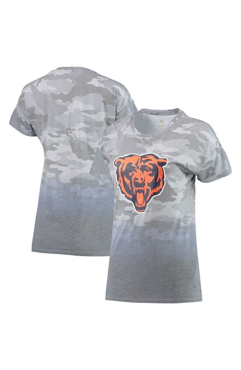 Outerstuff Juniors Gray/Navy Chicago Bears Beth Camo Dip-Dye T-Shirt, Main, color, 