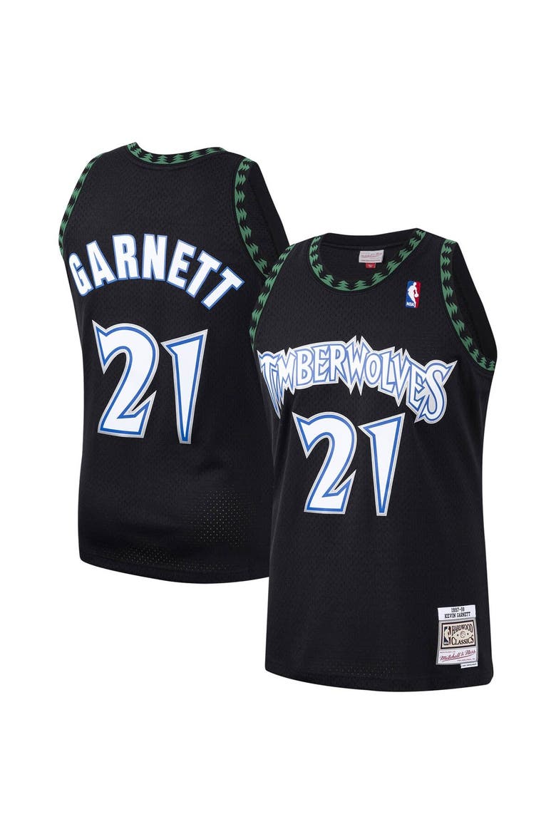 Men's Mitchell & Ness Kevin Garnett Black Minnesota Timberwolves Hardwood Classics Swingman Jersey, Main, color, Black