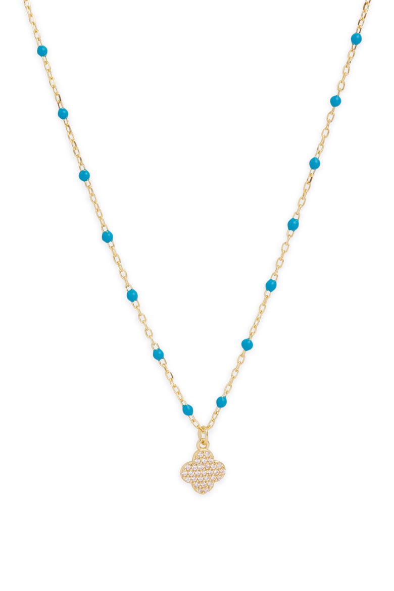 Enamel Pavé Clover Pendant Necklace, Main, color, GOLD