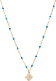 Argento Vivo Sterling Silver Enamel Pavé Clover Pendant Necklace