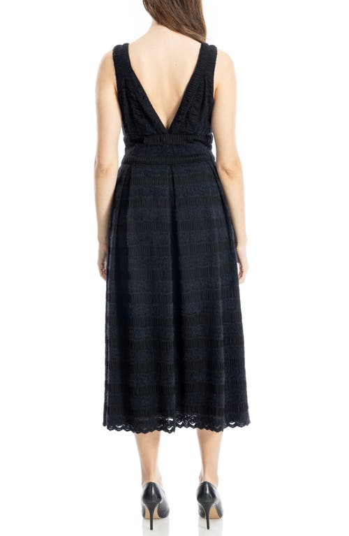 Max Studio Plunge Neck Sleeveless Fit & Flare Midi Dress In Black