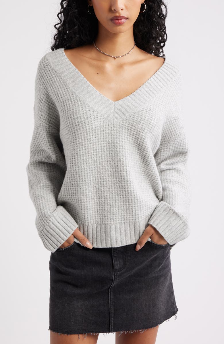 BP. V-Neck Thermal Sweater, Main, color, Grey Soft Heather
