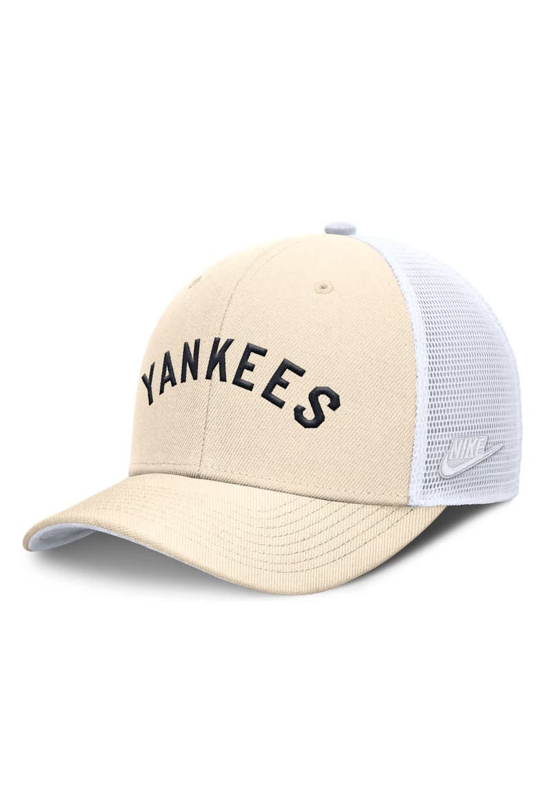 Men's Nike  Natural New York Yankees Cooperstown Collection Dri-FIT Rise Trucker Adjustable Hat, Main, color, Natural