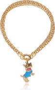 Juicy Couture Double Chain Bracelet with Blue Dog Charm