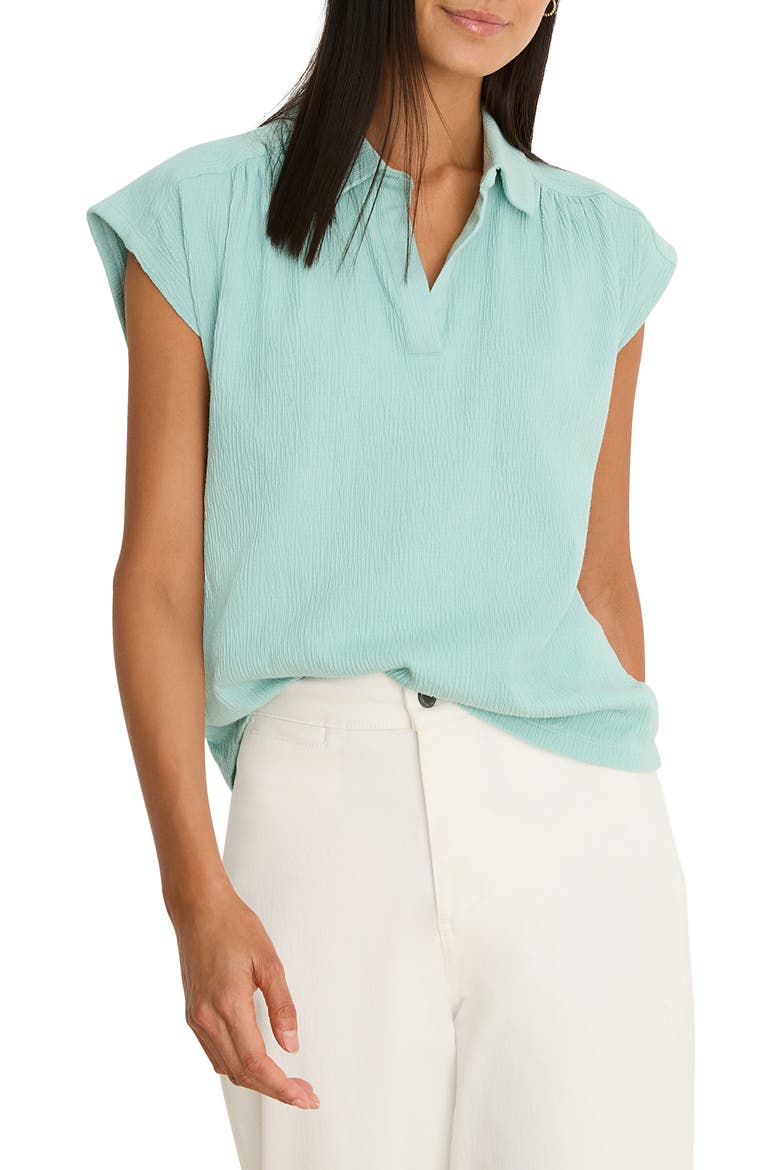 Coastal Crinkle Cotton Blend Top, Main, color, AQUIFER