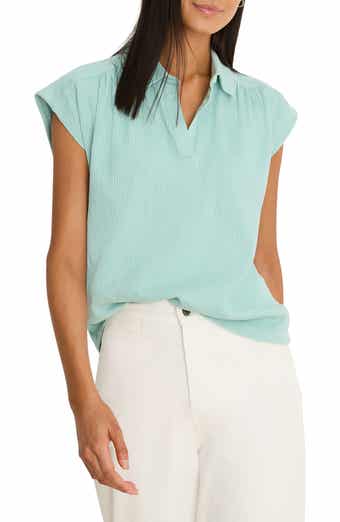 Coastal Crinkle Cotton Blend Top