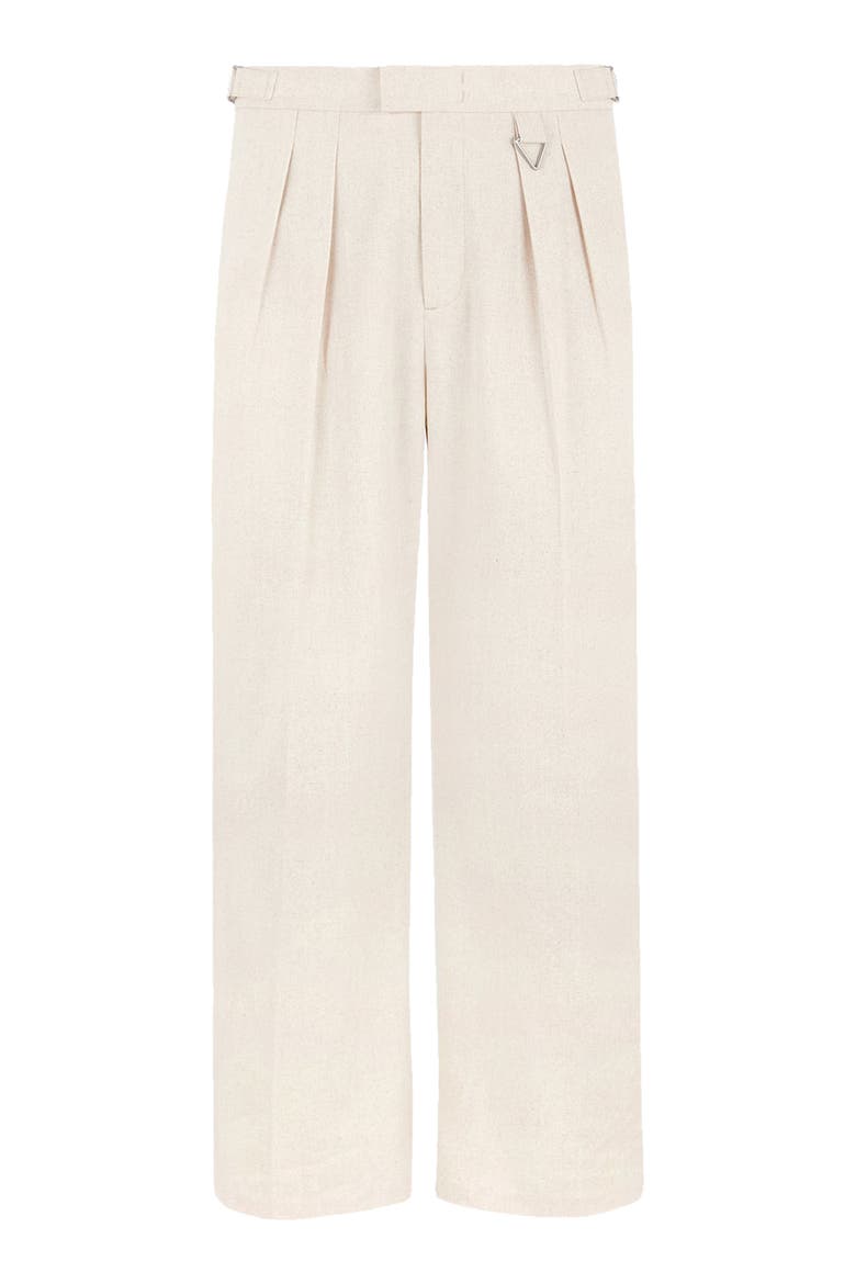 Pierre Relaxed Fit Linen Pleated Tailored Trousers, Alternate, color, Natural