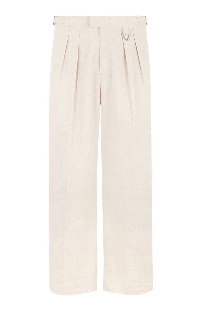 Manière De Voir Pierre Relaxed Fit Linen Pleated Tailored Trousers, Main, color, Natural