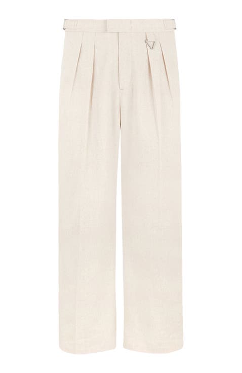 Pierre Relaxed Fit Linen Pleated Tailored Trousers