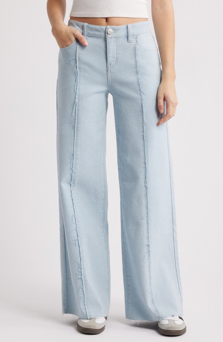 1822 Denim Raw Hem Mid Rise Wide Leg Jeans, Main, color, 