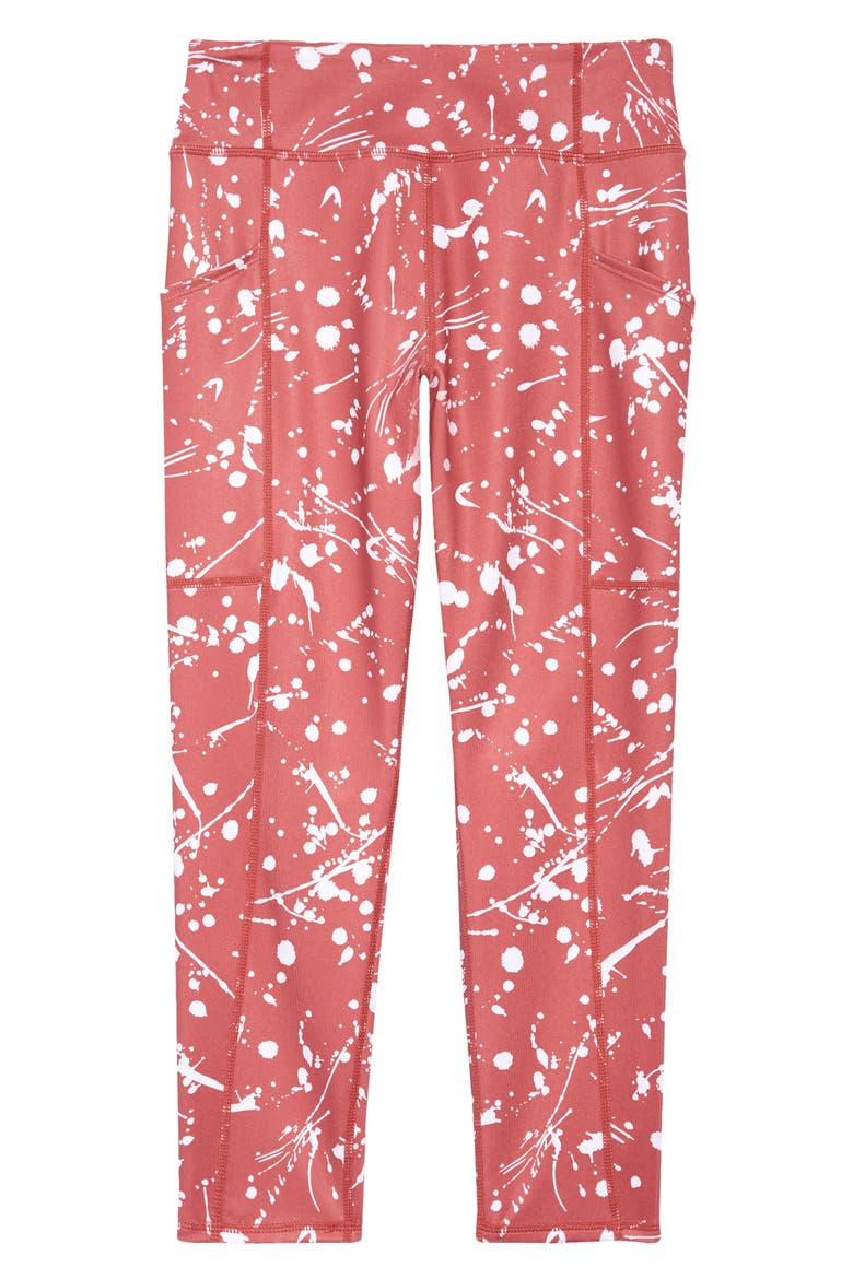 Kids' Print Crop Leggings, Main, color, PINK MAUVE NESSIE PRINT