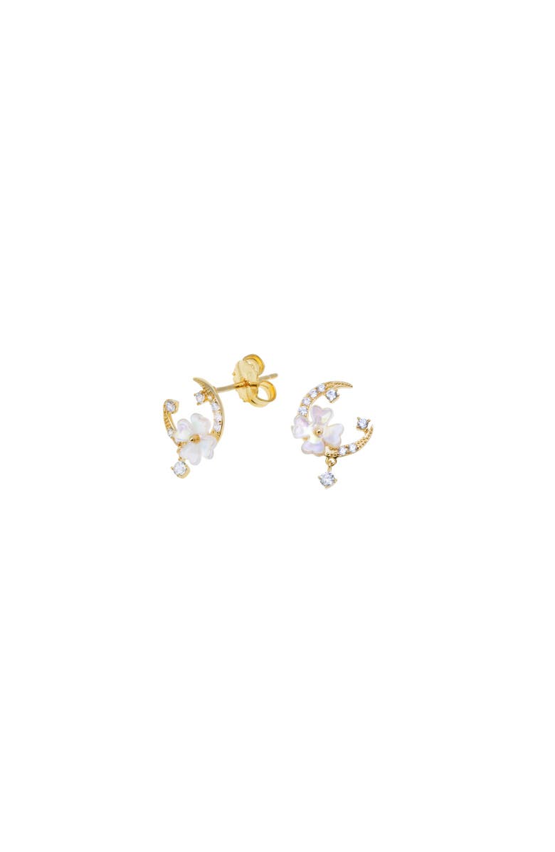 Arte Nova Jewellery Moon Earrings, Main, color, Silver Gold Plated