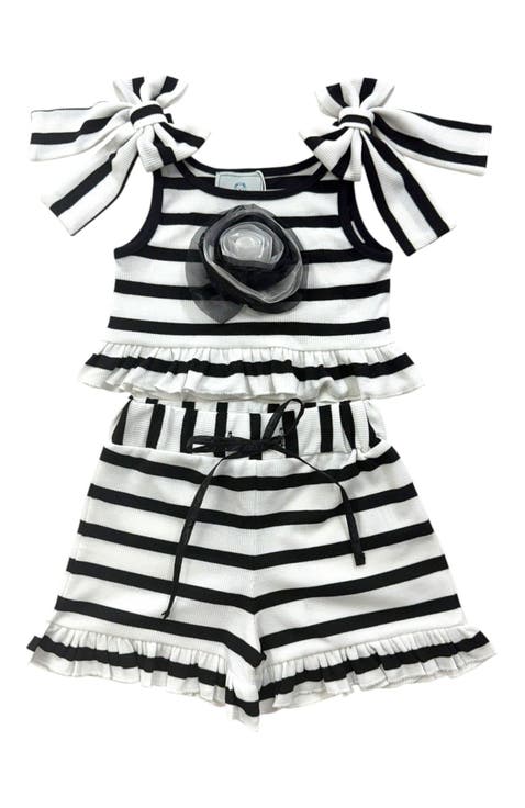 Monaco Striped Girls' Top and Shorts Set (Toddler, Little Kid & Big Kid)