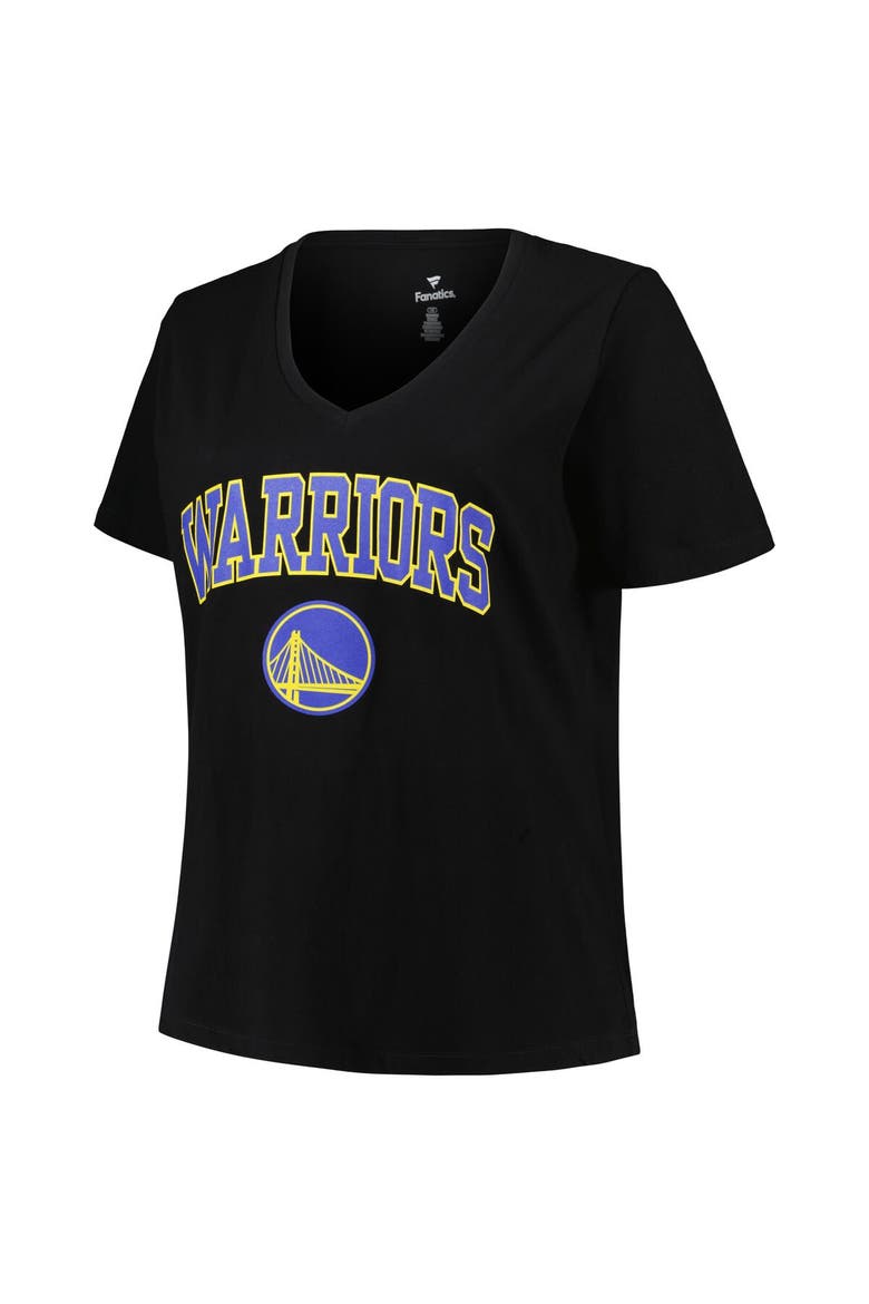 Women's Profile Black Golden State Warriors Plus Size Arch Over Logo V-Neck T-Shirt, Alternate, color, Black