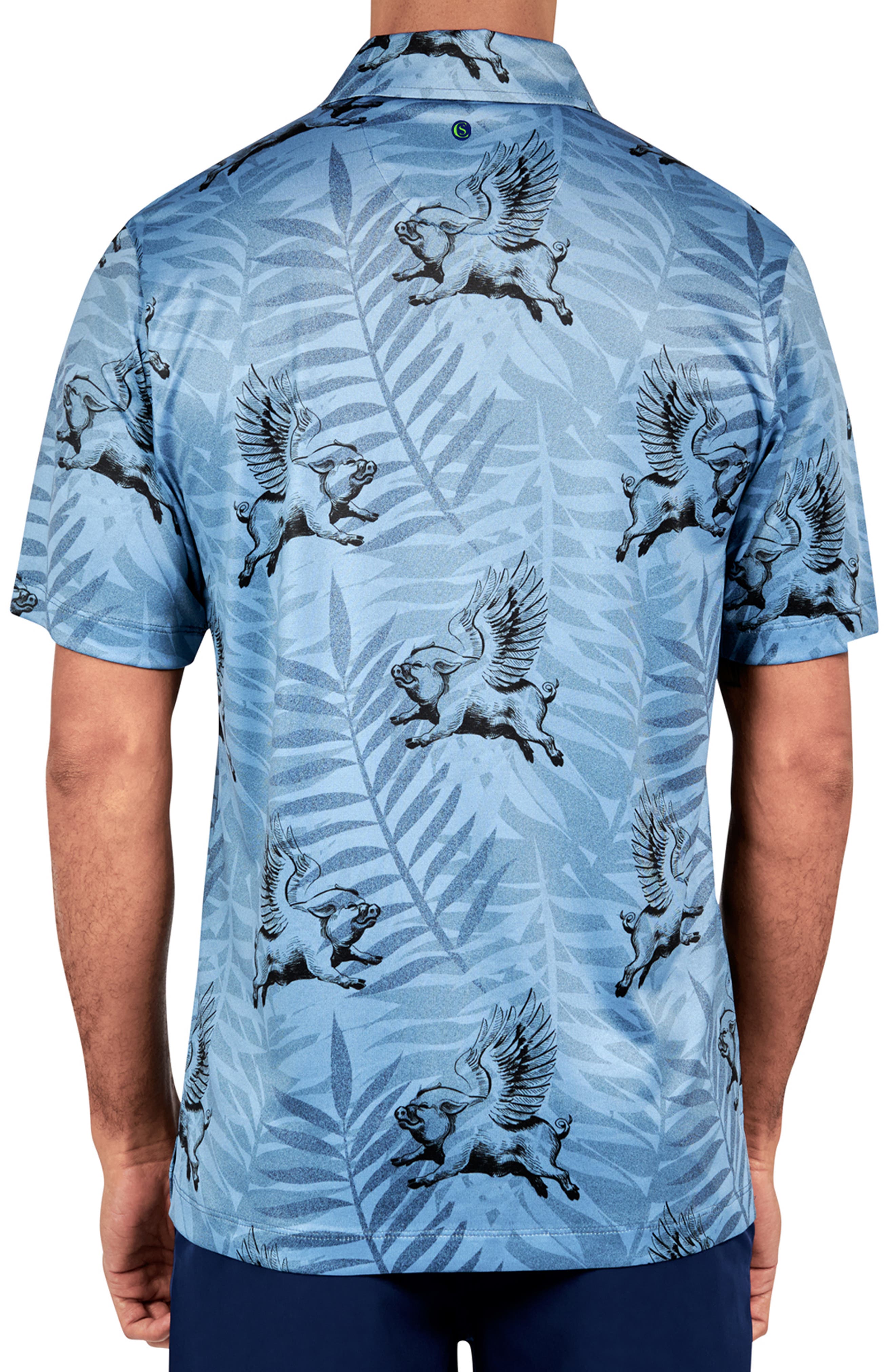 Regular Fit Flying Pigs Print Recycled Performance Golf Polo - image 2