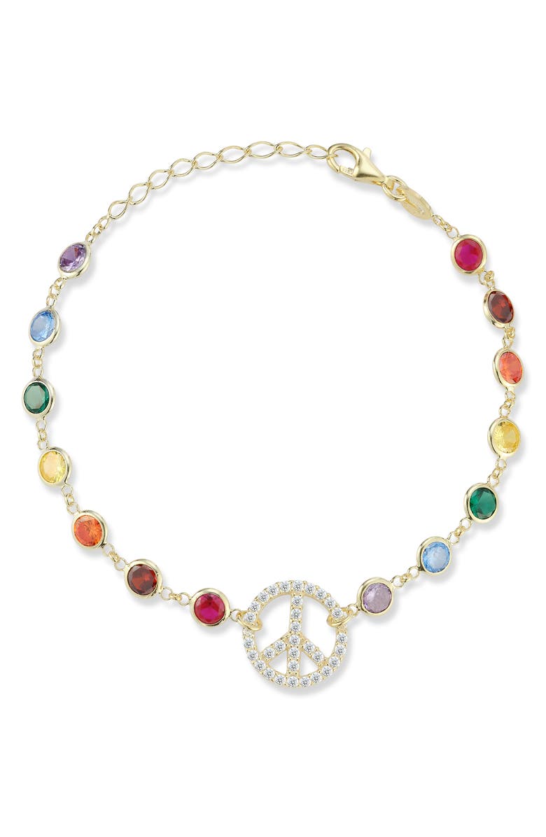 SPHERA MILANO 14K Yellow Gold Plated Sterling Silver & CZ Peace Bracelet, Main, color, 